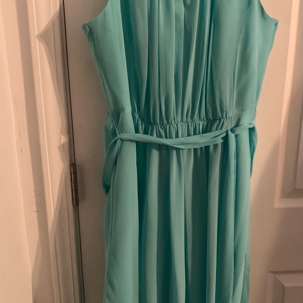 David”s Bridal chiffon mint dress